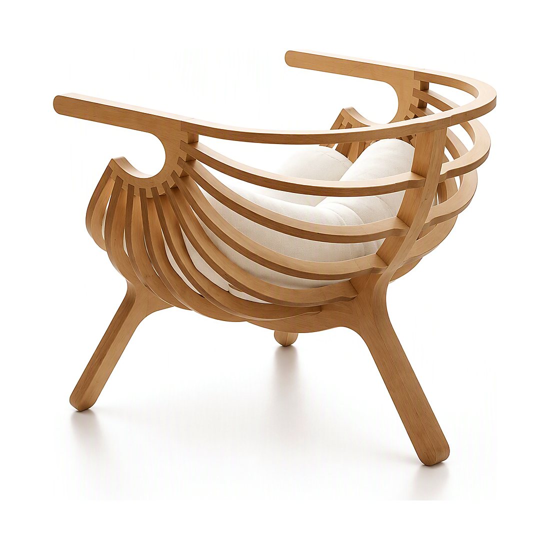 Fauteuil nacelle sur mesure, photographié sur fond blanc