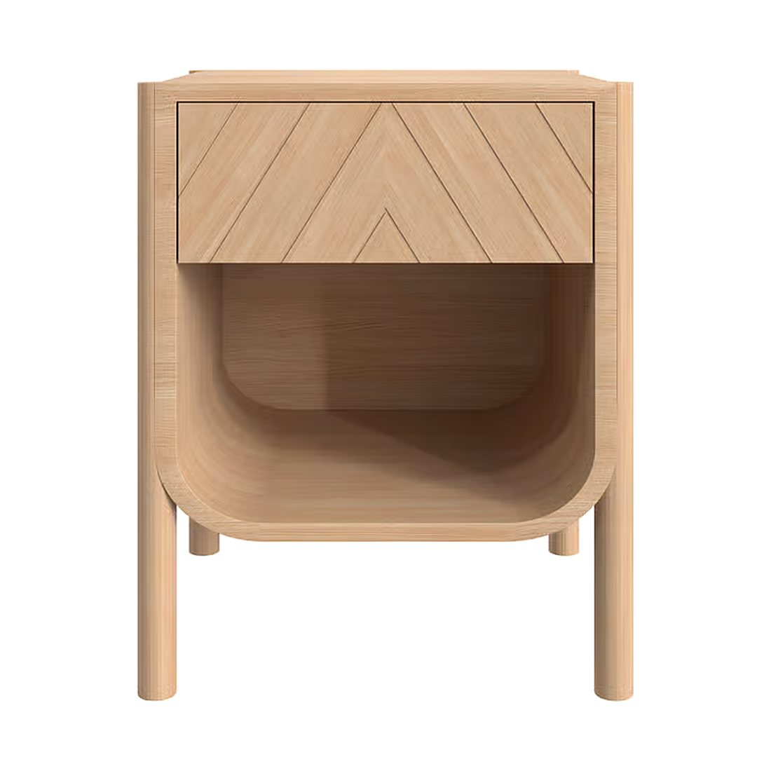 Table de chevet sur mesure, photographié sur fond blanc